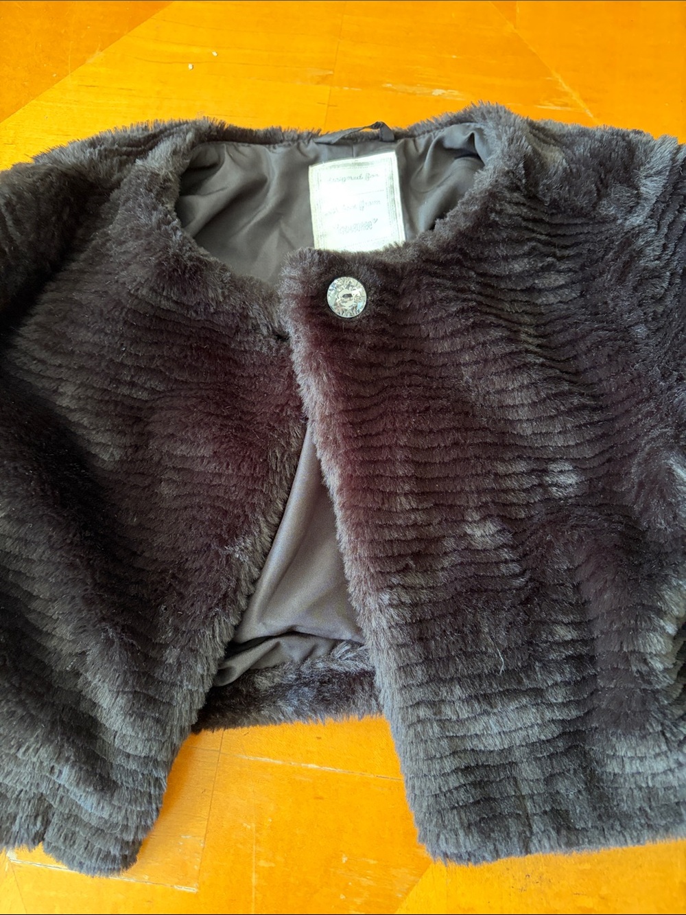 Gymboree Black Faux Fur Teddy Jacket with Decorative Button